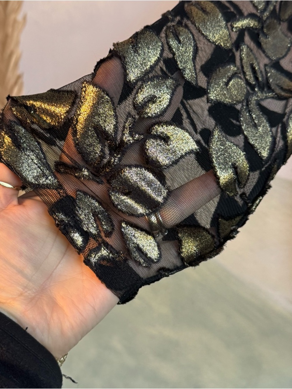 Joseph Ribkoff Black Top with Gold Leaf Motif, size 14, NWT - Picture 2 of 10